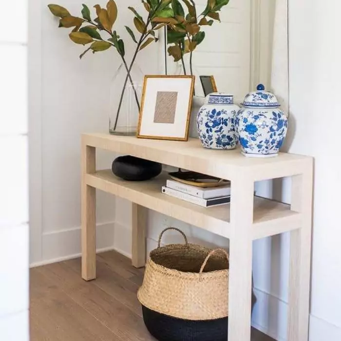 Grasscloth Console Table